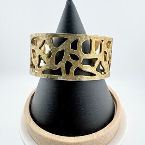 Vintage Abstract Open Lace Cuff Bracelet Chunky Statement Modernist Flair Retro